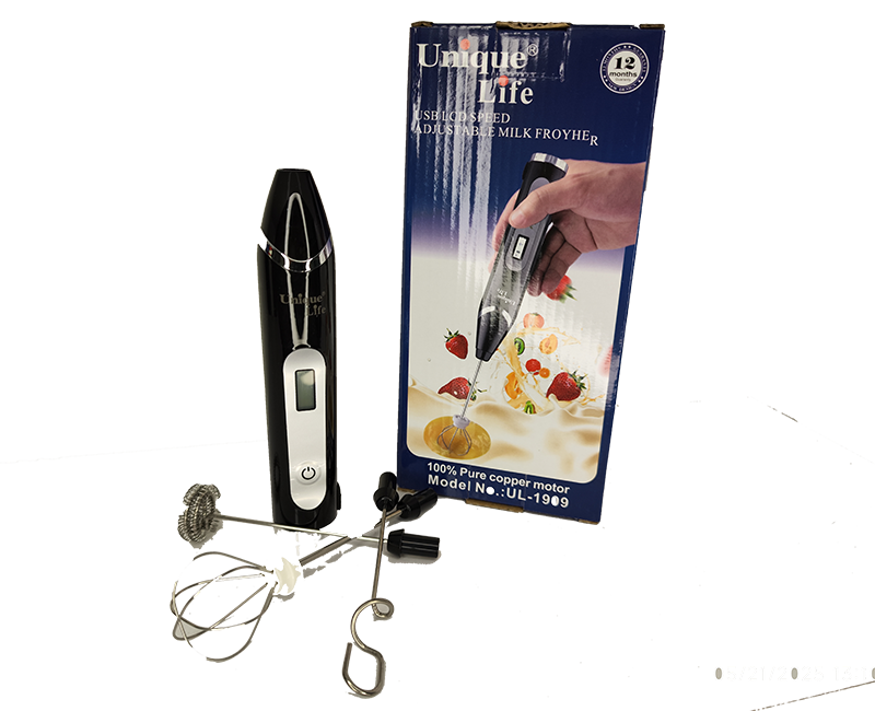 همزن و فوم ساز شارژی سهسرعته Unique Life 3 همزن و فوم ساز شارژی سهسرعته Unique Life مدل UL-1808 با طراحی ارگونومیک و سه سری قابل تعویض برای فومسازی، همزدن و همزن تخممرغ، شارژ Type-C و رنگهای مختلف-مشکی